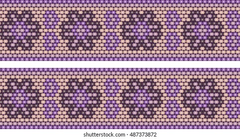 Trendy, modern ethnic  beaded, border, pattern, embroidery cross, diamonds, stripe