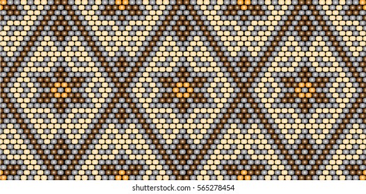 Trendy modern ethnic  beaded border pattern, embroidery cross, diamonds, stripe