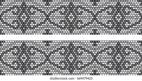 Trendy modern ethnic  beaded border, pattern embroidery cross, diamonds stripe