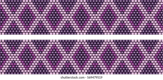 Trendy modern ethnic  beaded border, pattern embroidery cross, diamonds stripe