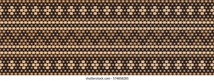 Trendy modern ethnic  beaded border, pattern embroidery cross, diamonds stripe