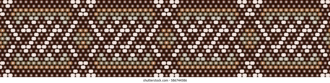 Trendy modern ethnic  beaded border, pattern embroidery cross, diamonds stripe