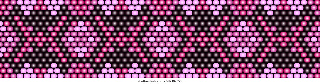 Trendy modern ethnic  beaded border, pattern embroidery cross, diamonds stripe