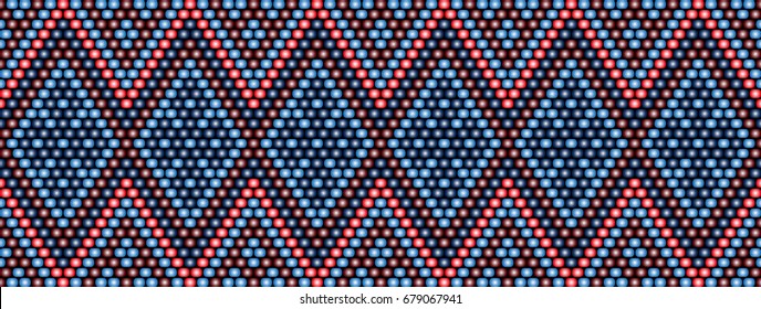 Trendy modern ethnic  beaded border, pattern embroidery cross, diamonds stripe