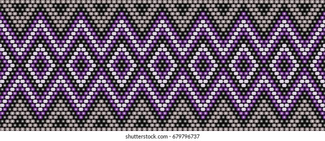 Trendy, modern ethnic  beaded, border, pattern, embroidery cross, diamonds, stripe