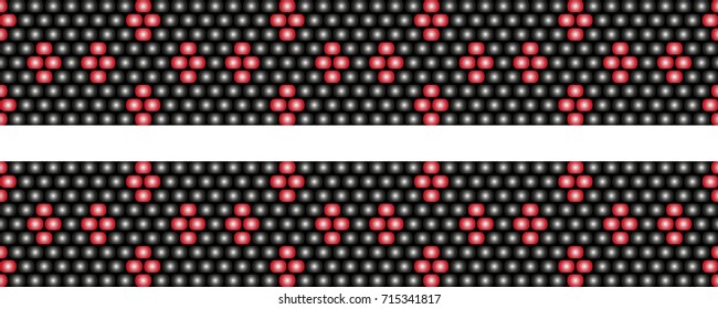 Trendy modern ethnic  beaded border, pattern embroidery cross, diamonds stripe