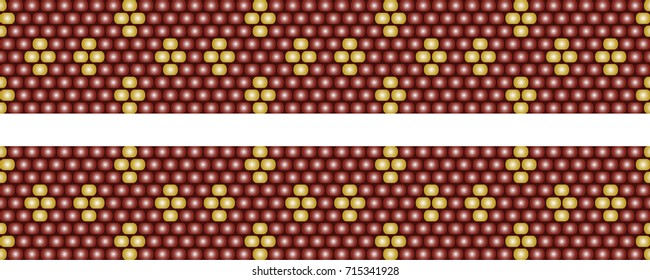 Trendy modern ethnic  beaded border, pattern embroidery cross, diamonds stripe
