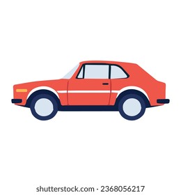 Ilustración gráfica moderna del vector del coche rojo plano moderno para banner, tarjeta de saludo, afiche, publicidad, web, etc
