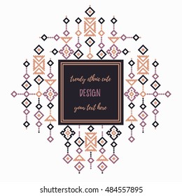 Trendy modern flyer designin purple color with frame for text
