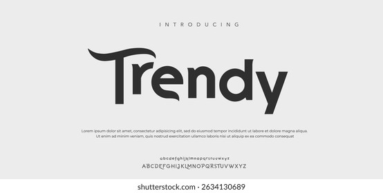 Trendy Moderna alfabeto geométrico exibir vetor de fonte. Design de estilo de tipografia nativa 