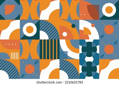 Trendy Modern geometric shapes seamless pattern It consists of a polyhedron such as a circle square triangle Used in the textile industry, fabric pattern, paper, wallpaper, book cover