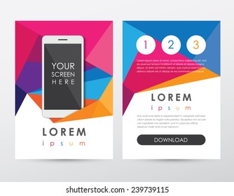 Trendy Modern Geometric Triangular Polygonal Style Brochure Template Design For Mobile Application Technology Business