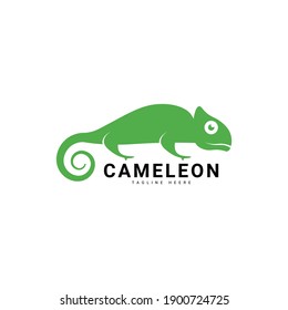 trendy and modern green chameleon logo