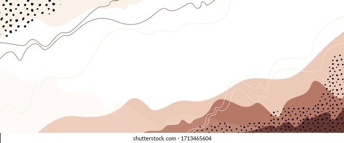 Trendy, modern landscape background. Abstract art with warm earth colors. Elegant template, banner, poster design