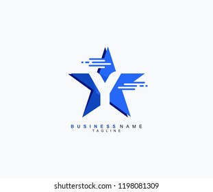Trendy Modern Logo Initial Letter Y Isolated Blue Star