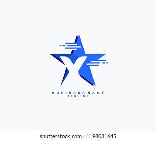 Trendy Modern Logo Initial Letter X Isolated Blue Star