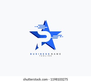 Trendy Modern Logo Initial Letter P Isolated Blue Star