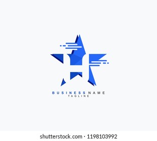 Trendy Modern Logo Initial Letter H Isolated Blue Star