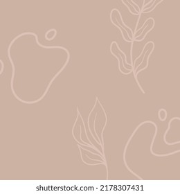 Trendy modern organic background with copy space text. Aesthetic nature design with abstract shapes and leaves. Editable vector template.