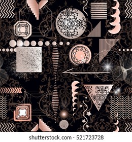Diseño moderno y moderno con formas geométricas abstractas, cristales, diamantes