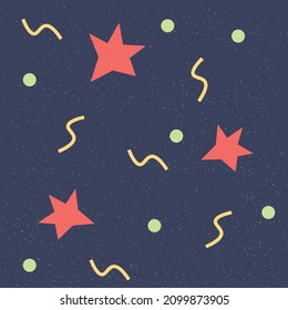 Trendy modern seamless pattern with stars on a dark background.