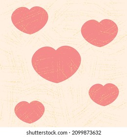 Trendy modern seamless Valentine's Day pattern with hearts on a pink background.