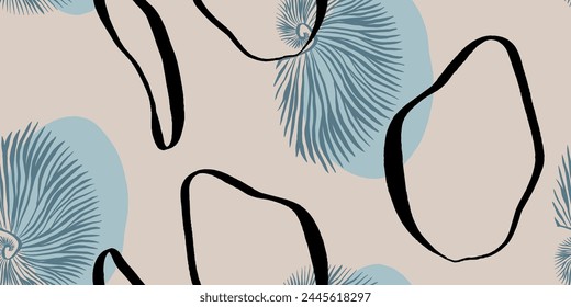 Trendy modern Seashells seamless pattern. Fashion template for design.
