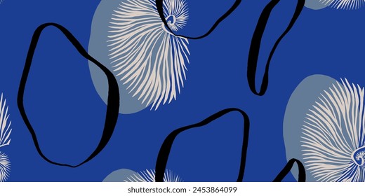 Trendy modern Seashells seamless pattern. Fashion template for design.
