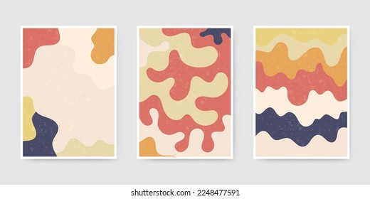 Trendy modern set of minimalistic wavy compositions.Design for postcard,brochure,cover,banner,web design,interior.