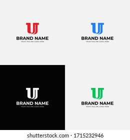 Trendy Modern Strong Initial U Letter Logo With color variations. Line Letter Symbol Vector Illustration for business or corporate identity.