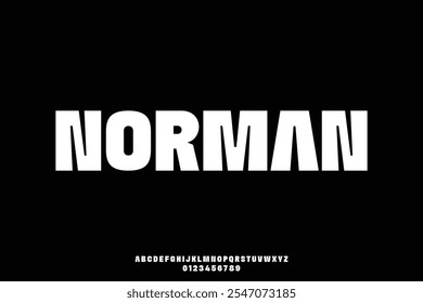 Trendy modern strong sans serif alphabet display font vector illustration