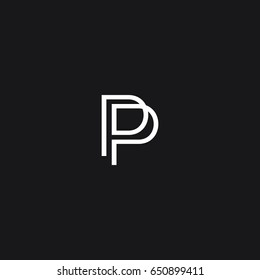 Trendy modern stylish connected attractive geometric black and white PP P initial based letter icon logo.