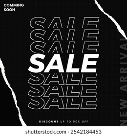 Trendy modern typography sale social media post, poster and web banner design. Stylish template perfect for fashion sale, Black Friday champaign or for any other promotions. 