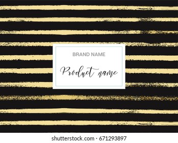 Trendy modern vector yellow, black banner, frame or cover. Striped background for advertising posters. Hand painted brushstrokes, grunge glamour yellow, pink, blue, turquoise sailor stripes design. 