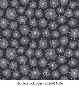 Trendy monochrome abstract dandelion seamless pattern for textile and wrapping paper design.