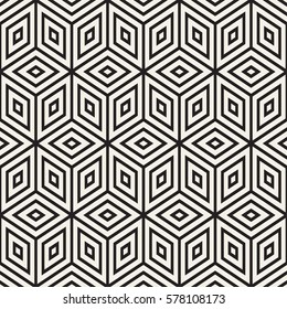 Trendy monochrome Line Lattice. Abstract Geometric Background Design. Vector Seamless Black and White Pattern.