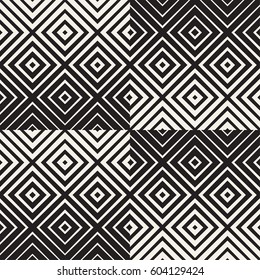 Trendy monochrome Line Lattice. Abstract Geometric Background Design. Vector Seamless Black and White Pattern.