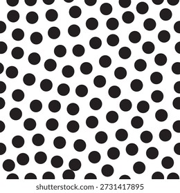Moda monocromática polka dot repeat, padrão vetorial sem costura para moda urbana e acessórios.