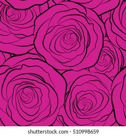Trendy Monochrome seamless Floral Ditsy Print In magenta Colors.