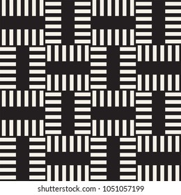 Trendy monochrome twill weave Lattice. Abstract Geometric Background Design. Vector Seamless Black and White Pattern.