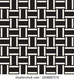 Trendy monochrome twill weave Lattice. Abstract Geometric Background Design. Vector Seamless Black and White Pattern.