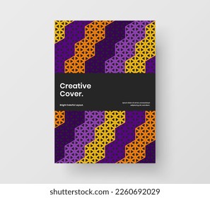 Trendy mosaic hexagons annual report illustration. Amazing corporate cover A4 design vector template.