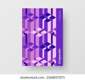 Trendy mosaic hexagons corporate brochure illustration. Simple leaflet design vector layout.