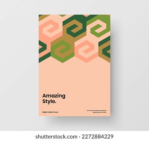Trendy mosaic hexagons flyer illustration. Creative leaflet design vector template.