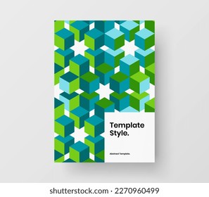 Trendy mosaic hexagons poster layout. Vivid cover vector design concept.