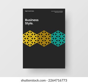 Trendy Mosaik Muster Booklet Konzept. Vivid Firmenbroschüre A4 Design Vektorvorlage.