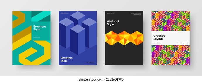 Trendy mosaic pattern handbill template collection. Original presentation A4 design vector layout set.