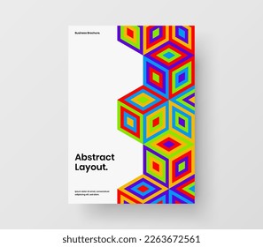 Trendy mosaic pattern leaflet layout. Amazing company brochure A4 vector design template.