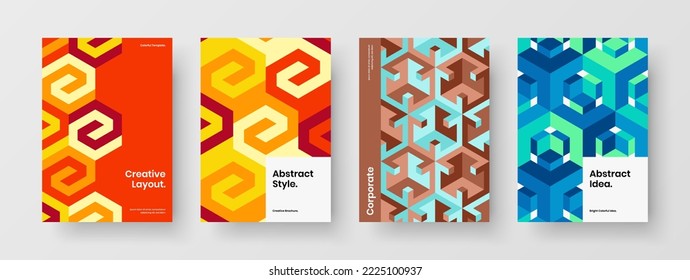 Diseño del volante de formas mosaicas de moda. Colección de plantillas de diseño de vectores de portada corporativa premium.