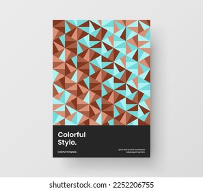 Trendy mosaic shapes journal cover illustration. Simple poster vector design layout.